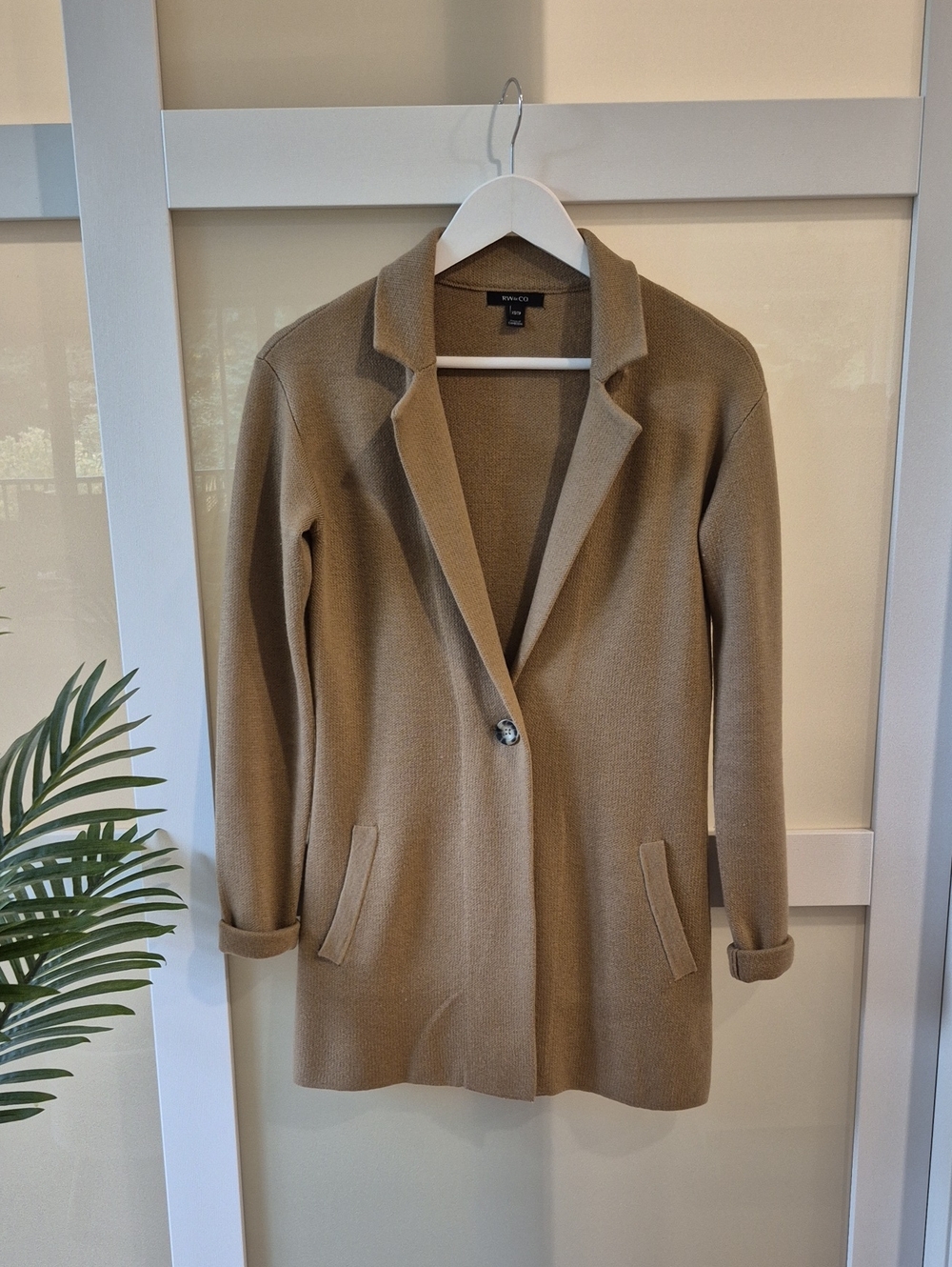 RW&Co Camel Single-Button Cardigan